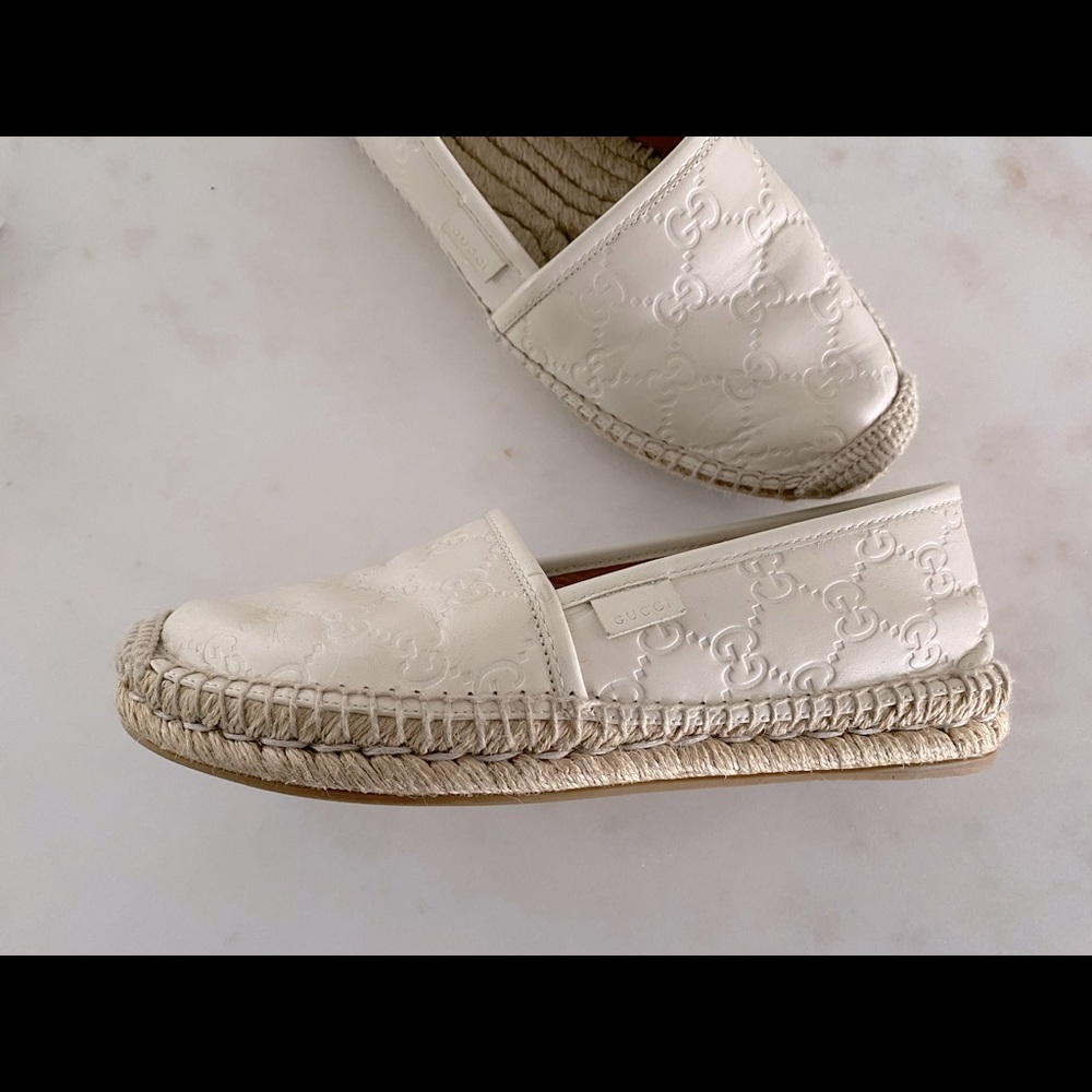 Gucci leather espadrille slides